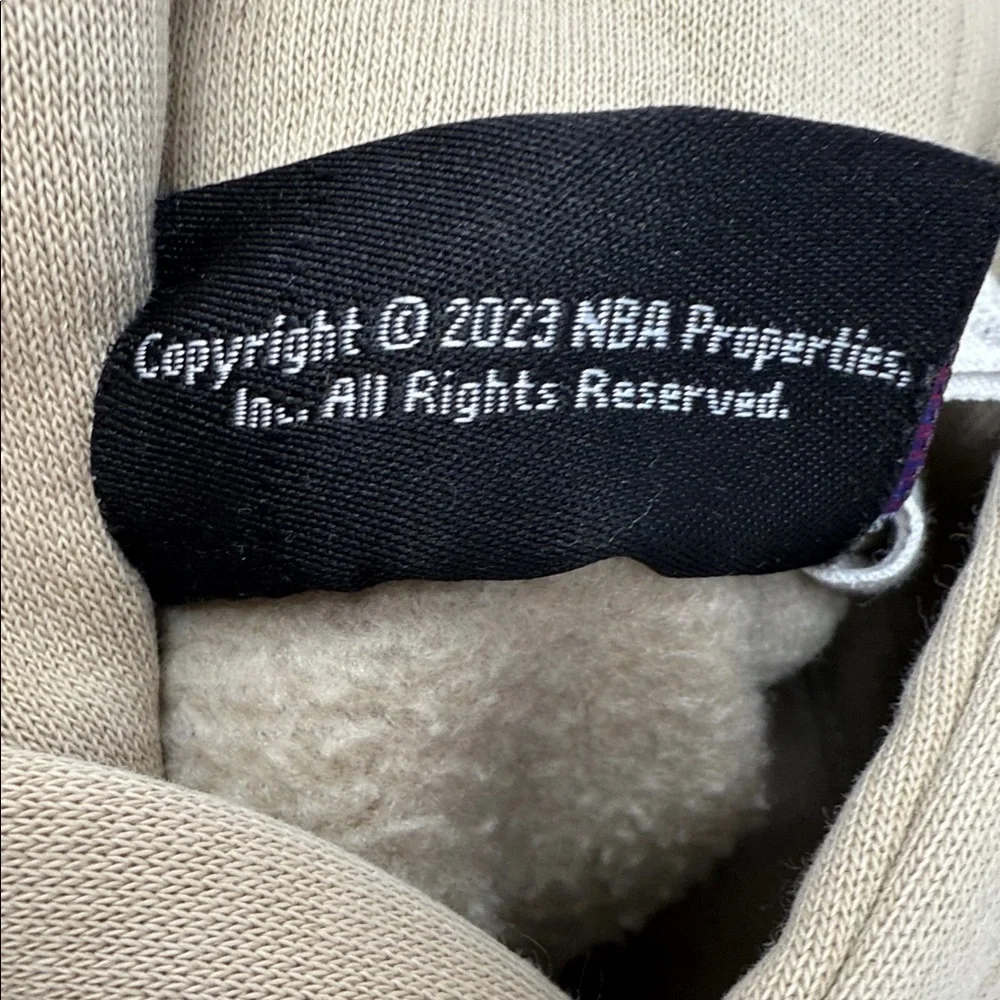 NBA Logo Kid’s Zara Beige Hooded Sweatshirt with pocket and graphics -Size 11-12